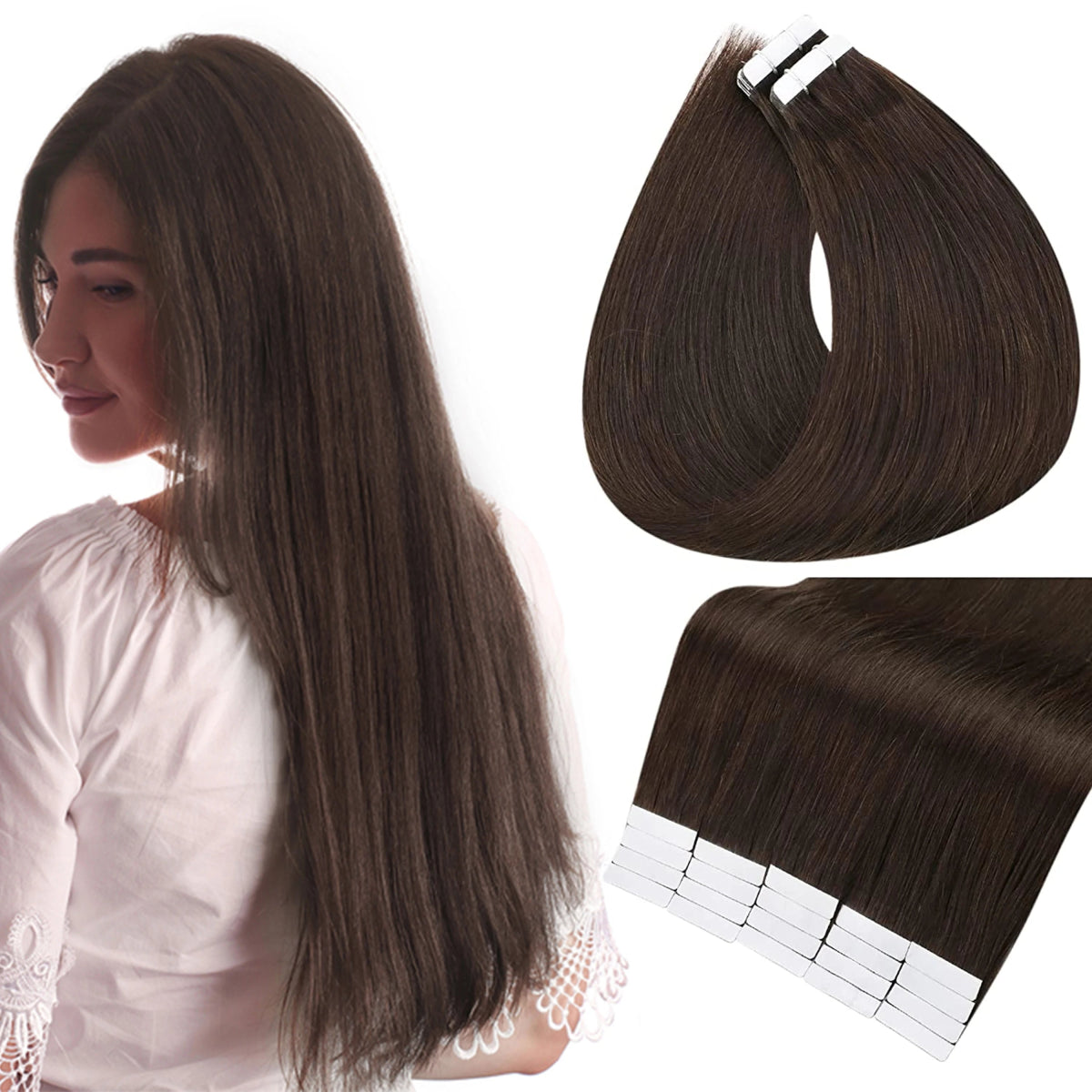 100% Remy Natural Human Hair Tape in Extensions - HairNjoy