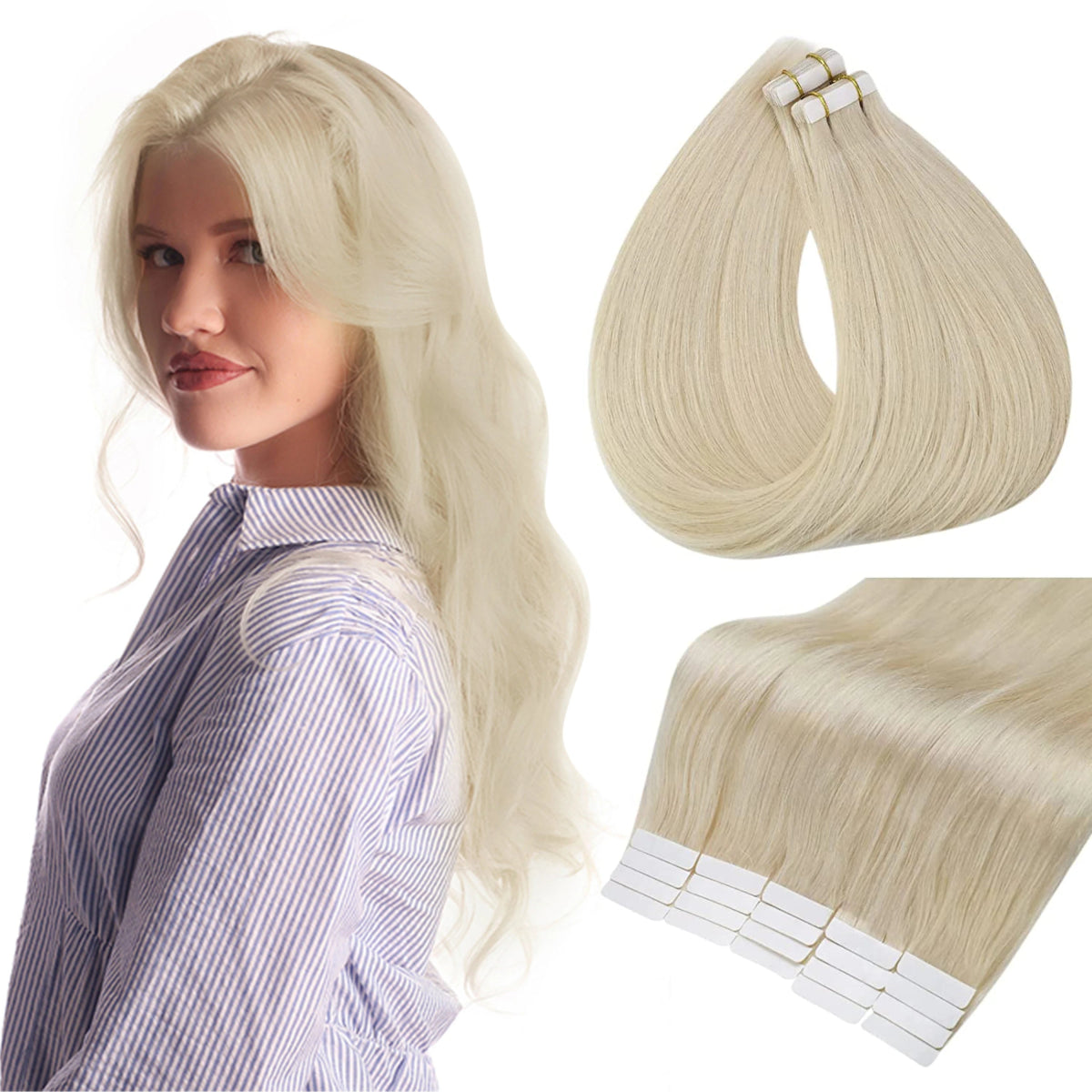 100% Remy Natural Human Hair Tape in Extensions - HairNjoy