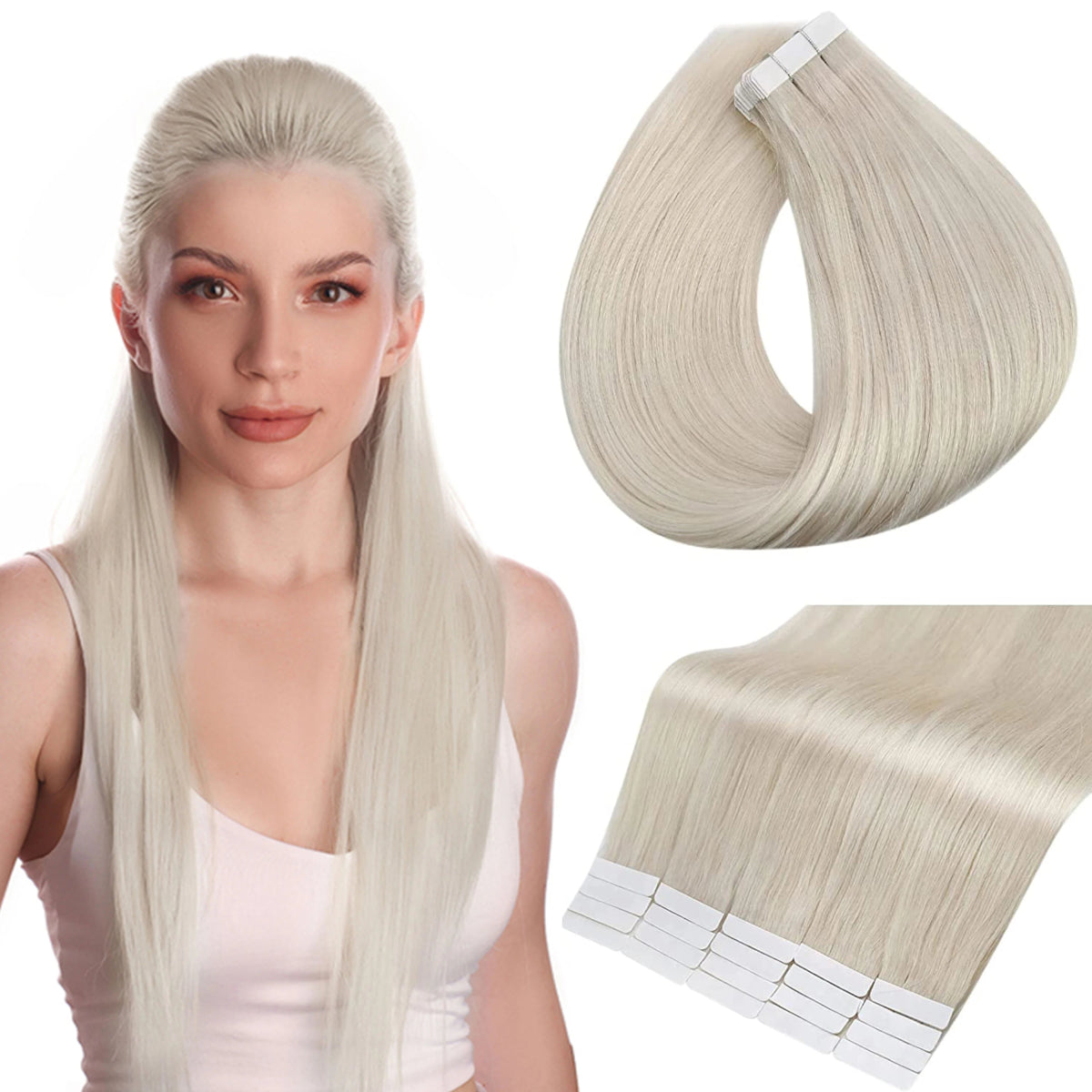 100% Remy Natural Human Hair Tape in Extensions - HairNjoy