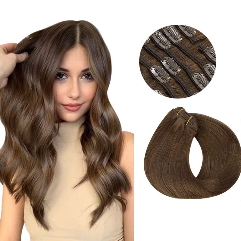 100% Remy Straight Clip In Human Hair Extensions - HairNjoy