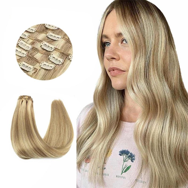 100% Remy Straight Clip In Human Hair Extensions - HairNjoy