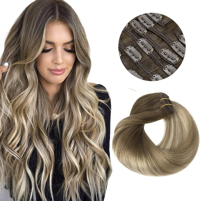 100% Remy Straight Clip In Human Hair Extensions - HairNjoy