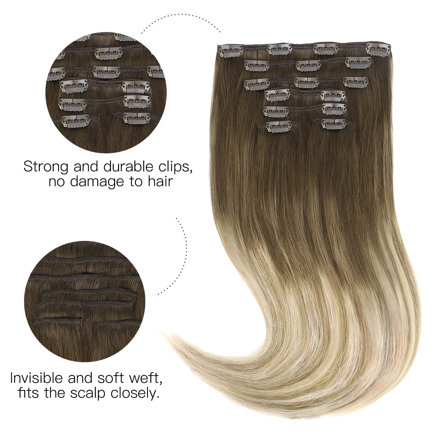 100% Remy Straight Clip In Human Hair Extensions - HairNjoy