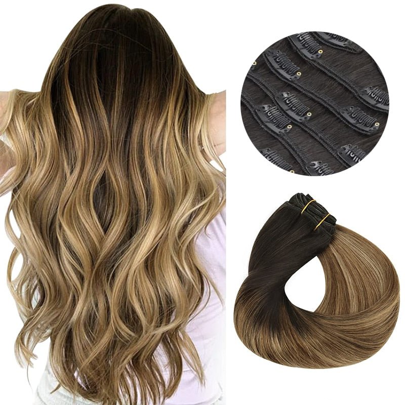 100% Remy Straight Clip In Human Hair Extensions - HairNjoy