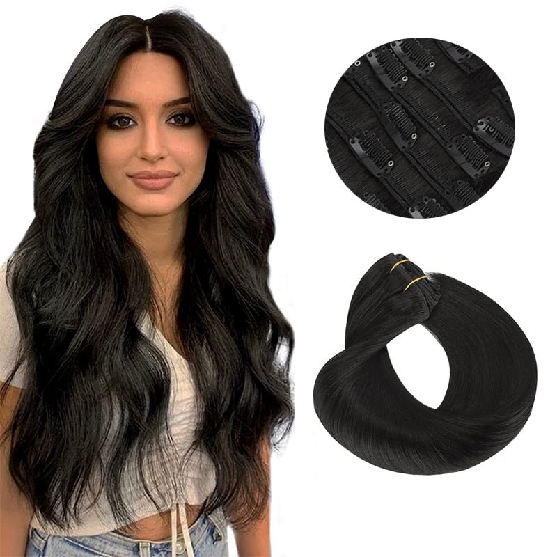 100% Remy Straight Clip In Human Hair Extensions - HairNjoy