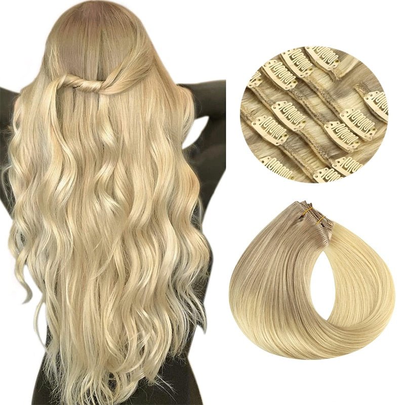 100% Remy Straight Clip In Human Hair Extensions - HairNjoy