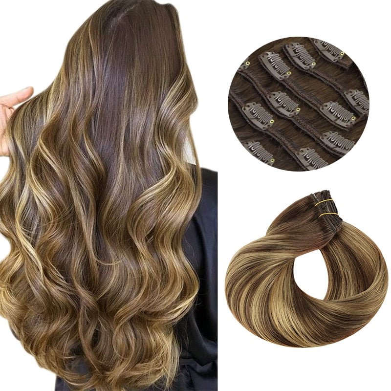100% Remy Straight Clip In Human Hair Extensions - HairNjoy