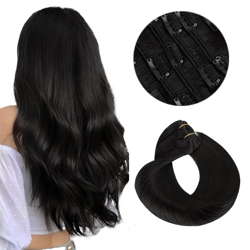 100% Remy Straight Clip In Human Hair Extensions - HairNjoy