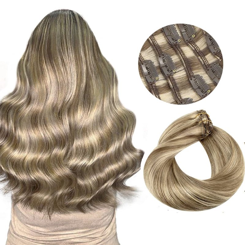 100% Remy Straight Clip In Human Hair Extensions - HairNjoy