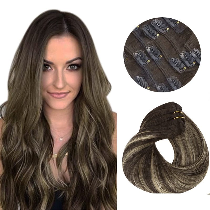 100% Remy Straight Clip In Human Hair Extensions - HairNjoy