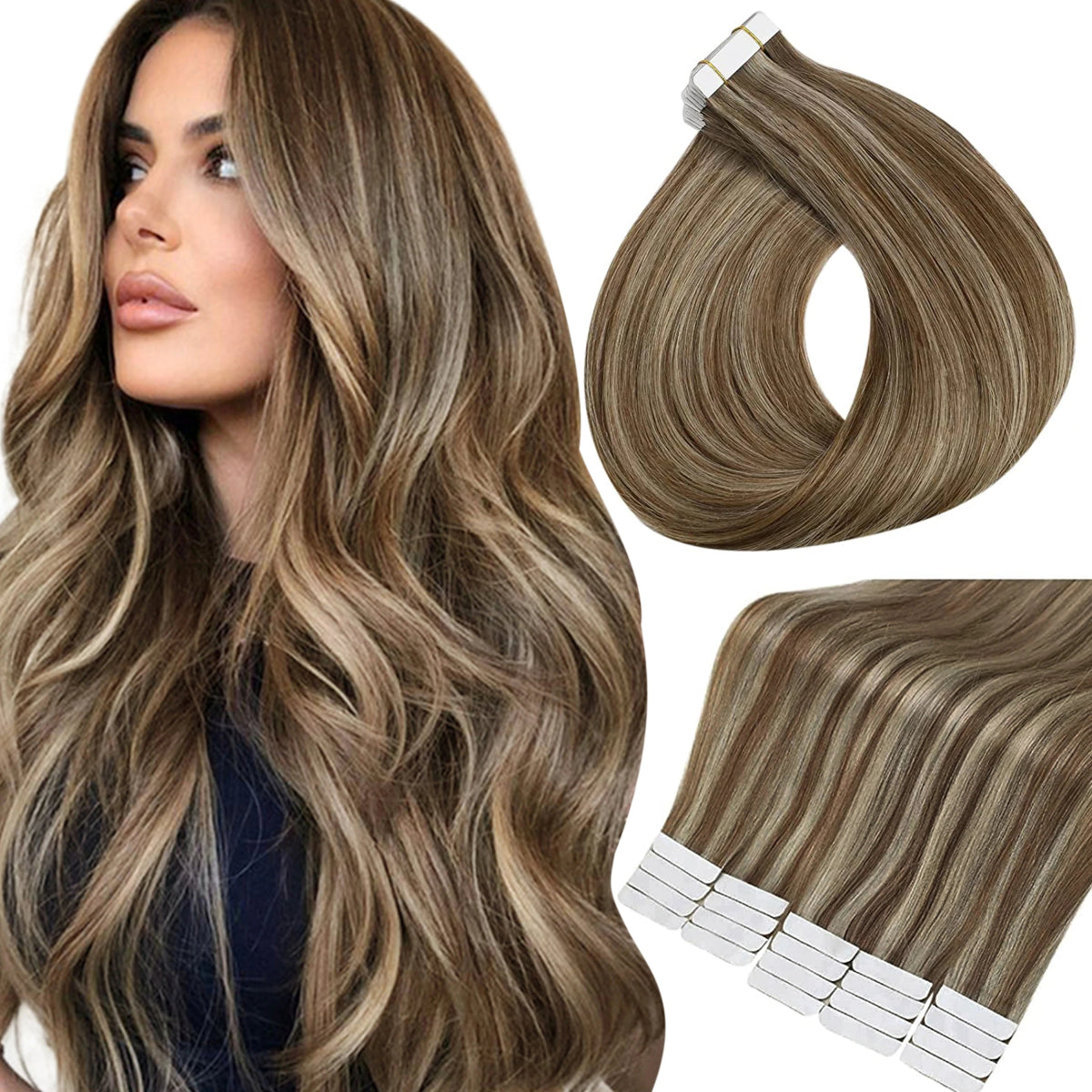 100% Remy Tape in Natural Human Hair Extensions - HairNjoy