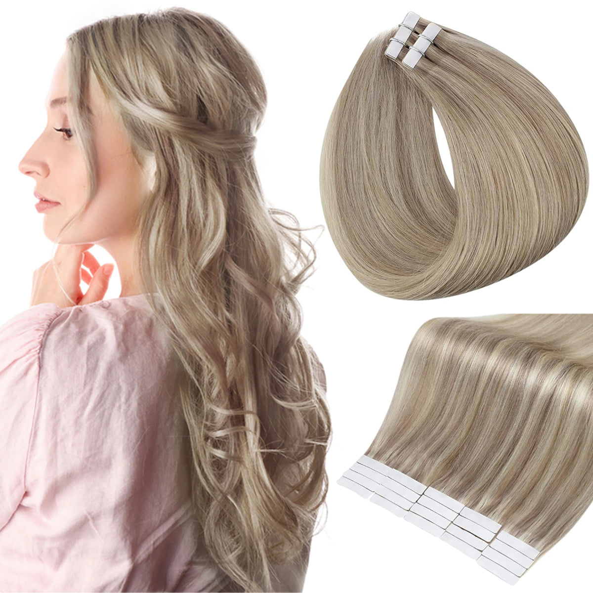 100% Remy Tape in Natural Human Hair Extensions - HairNjoy