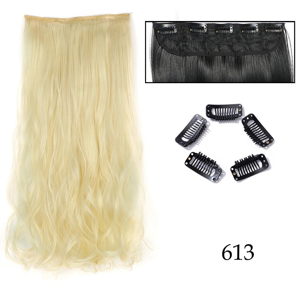 24" Long Straight Curly One Piece 5clips Clip in - HairNjoy