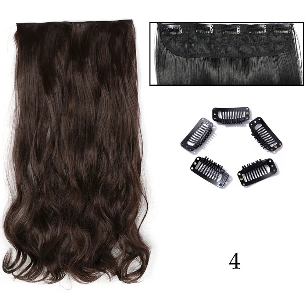 24" Long Straight Curly One Piece 5clips Clip in - HairNjoy