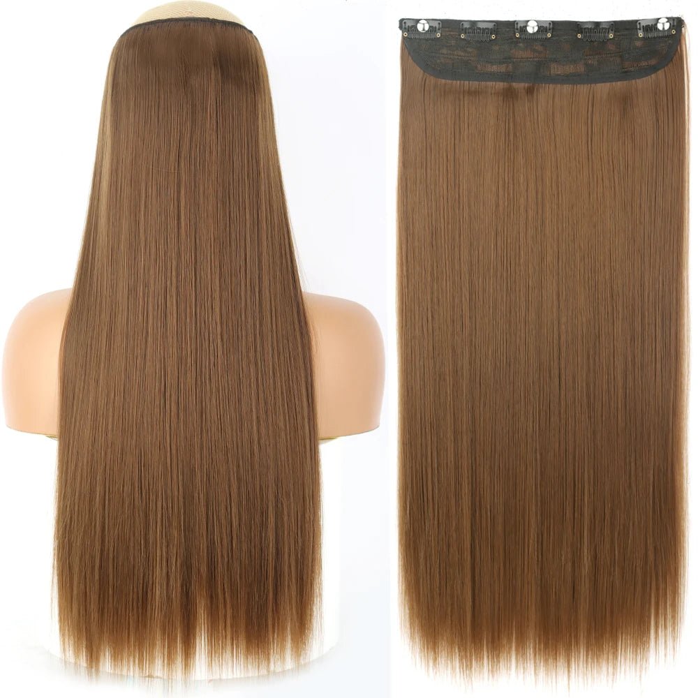 32" One piece 5 Clip In Long Straight Hair Extension - HairNjoy