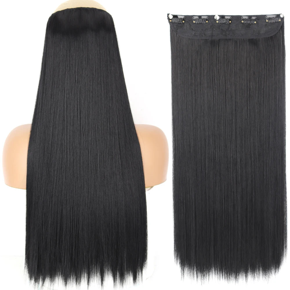 32" One piece 5 Clip In Long Straight Hair Extension - HairNjoy