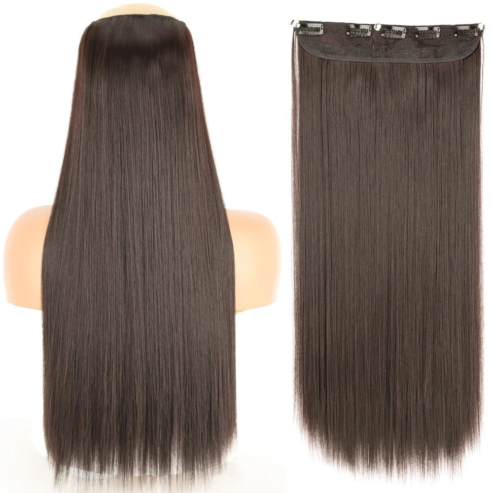 32" One piece 5 Clip In Long Straight Hair Extension - HairNjoy
