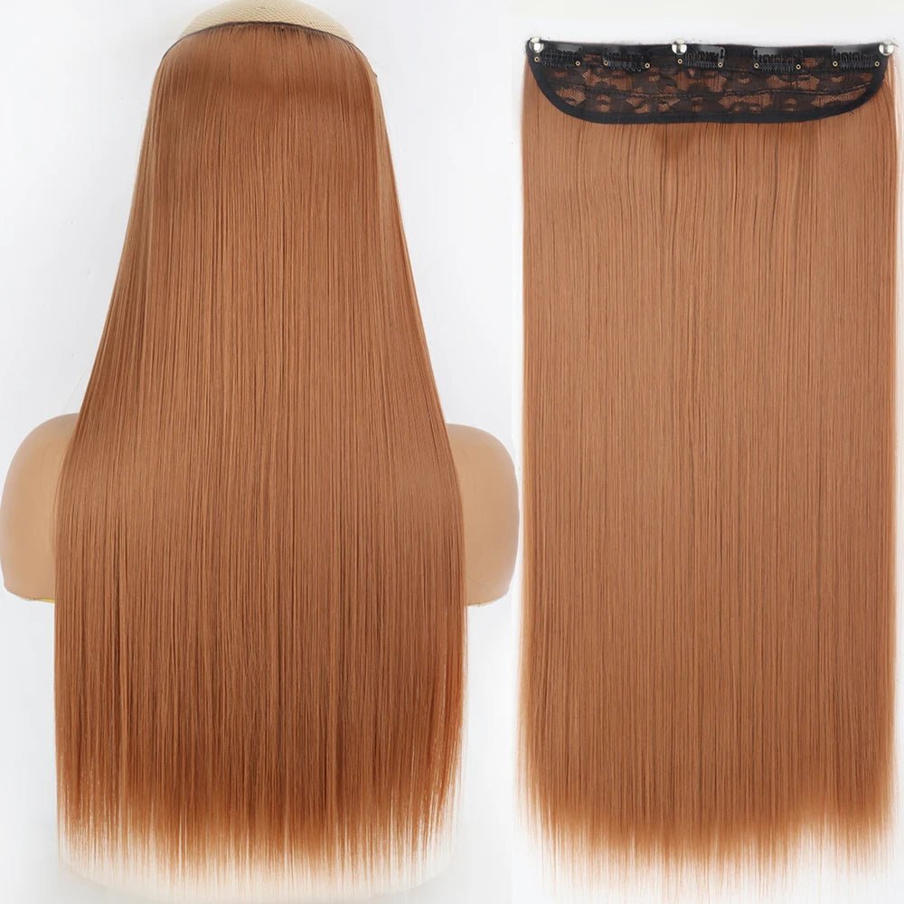 32" One piece 5 Clip In Long Straight Hair Extension - HairNjoy