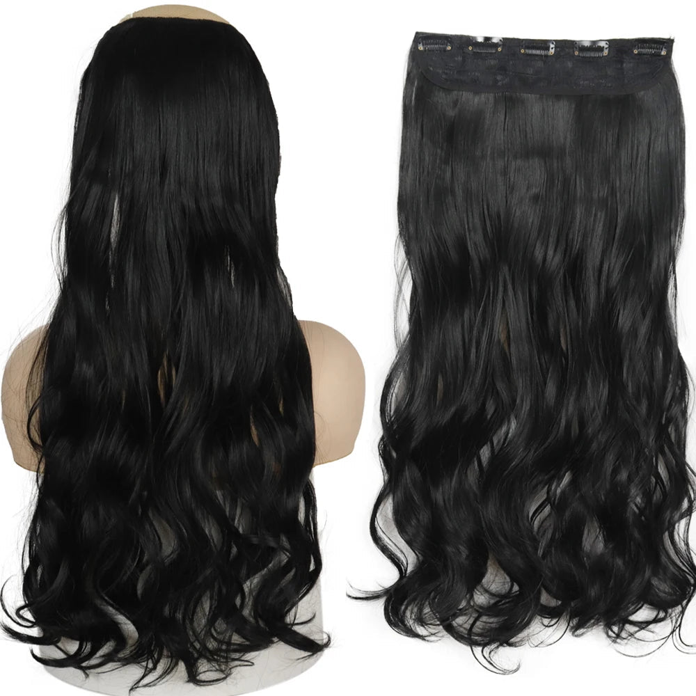 32" One piece 5 Clip In Long Straight Hair Extension - HairNjoy