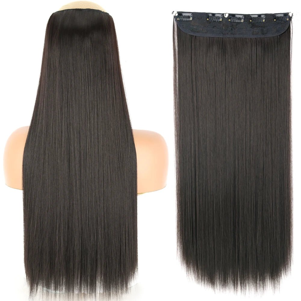 32" One piece 5 Clip In Long Straight Hair Extension - HairNjoy