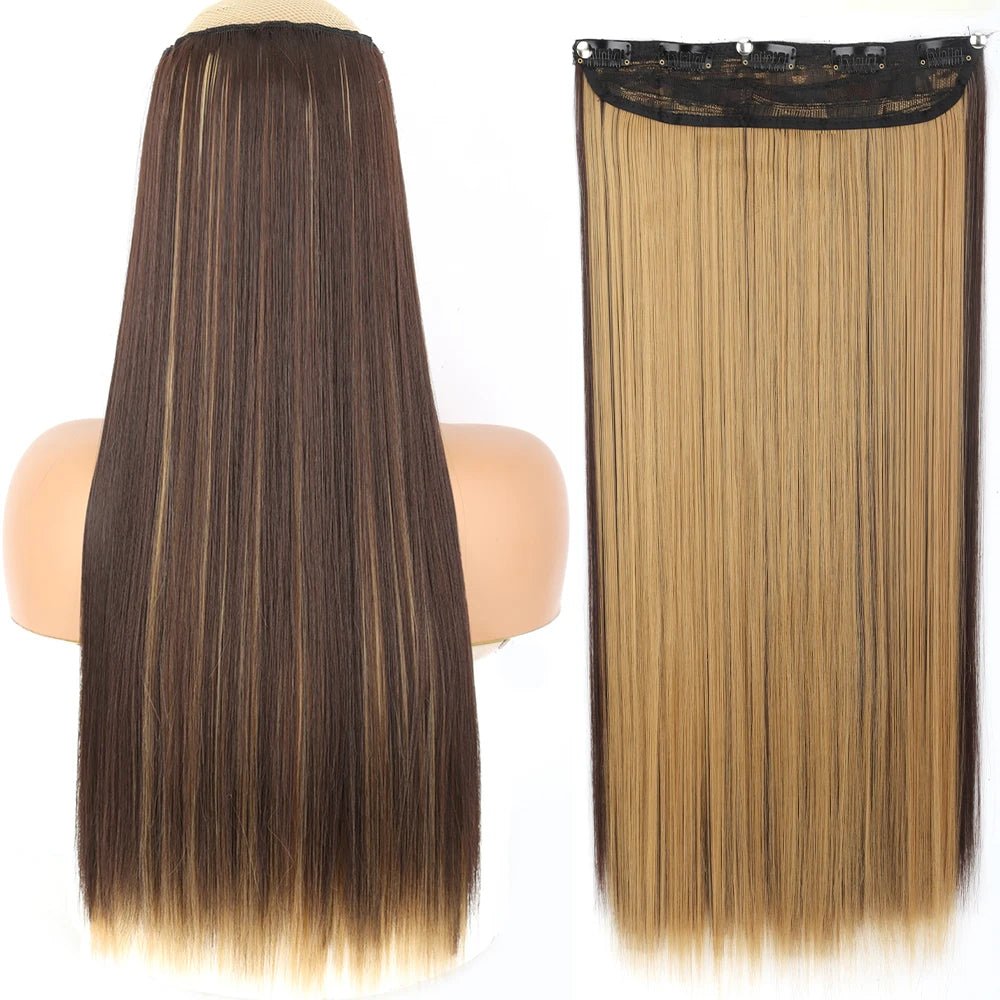 32" One piece 5 Clip In Long Straight Hair Extension - HairNjoy
