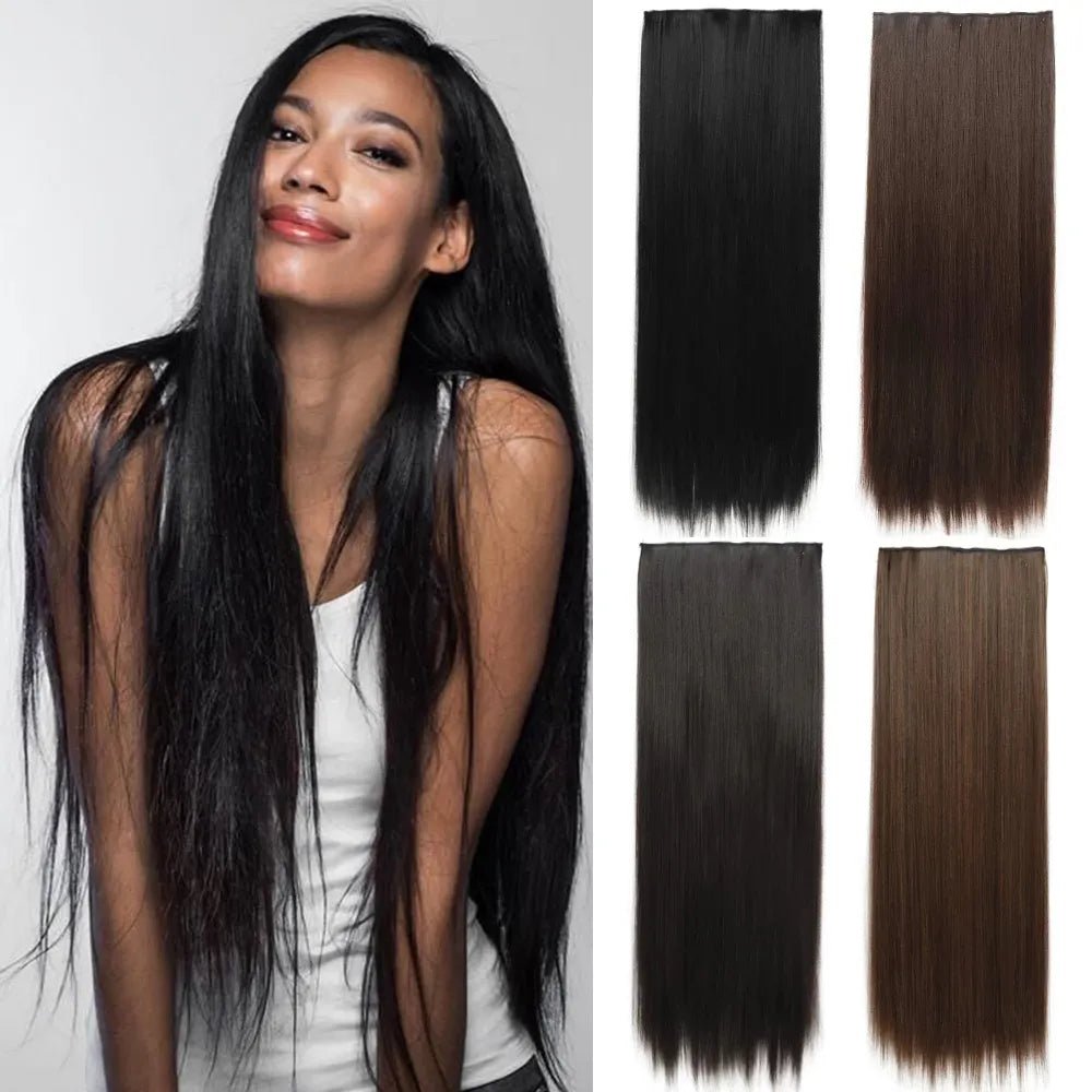 32" One piece 5 Clip In Long Straight Hair Extension - HairNjoy
