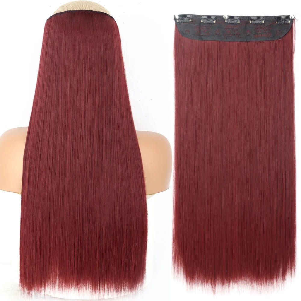 32" One piece 5 Clip In Long Straight Hair Extension - HairNjoy