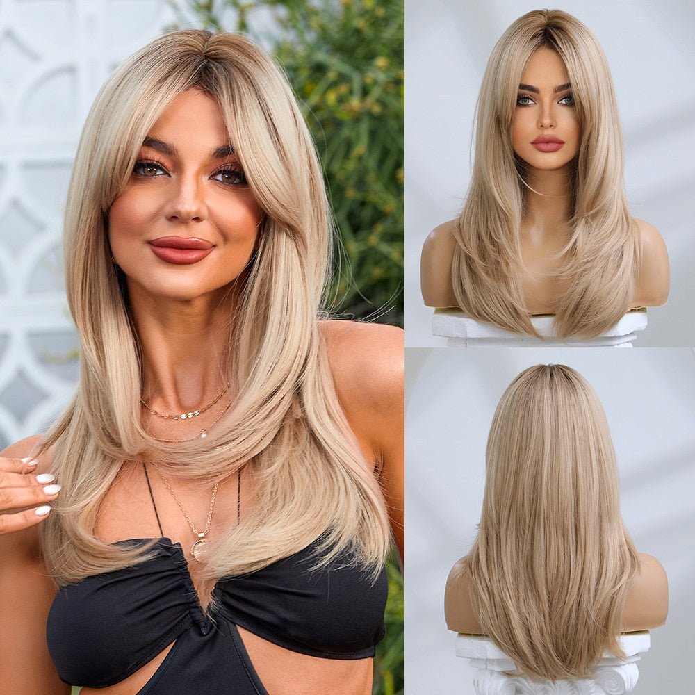 Ash Blonde Layered Wigs - HairNjoy