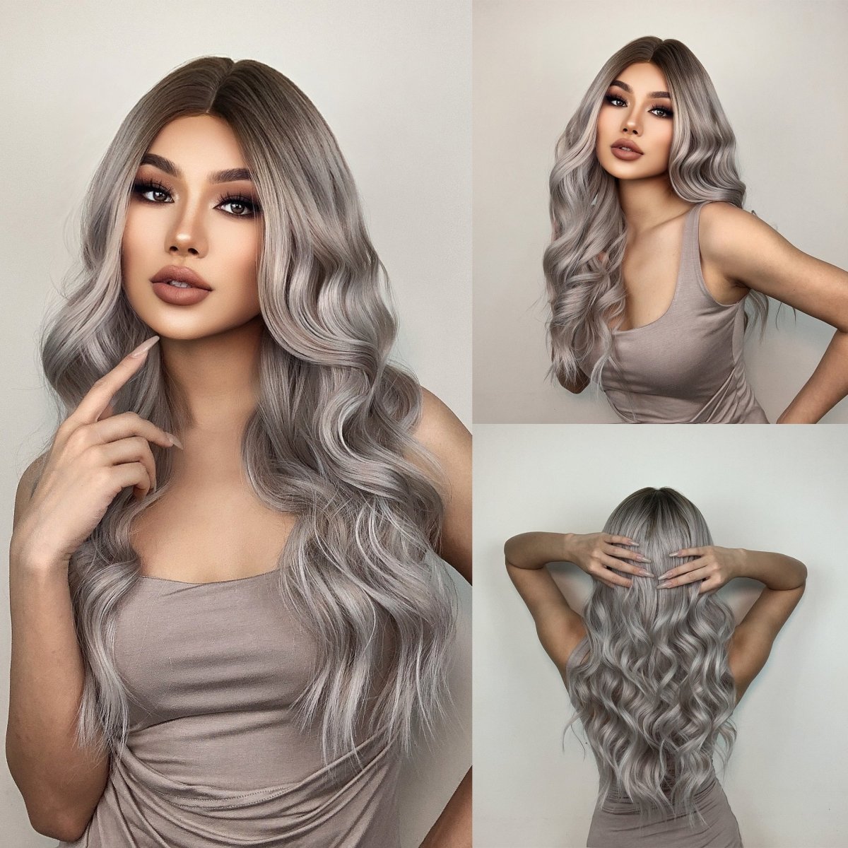 Ash Blonde Long Wavy Synthetic Wigs - HairNjoy