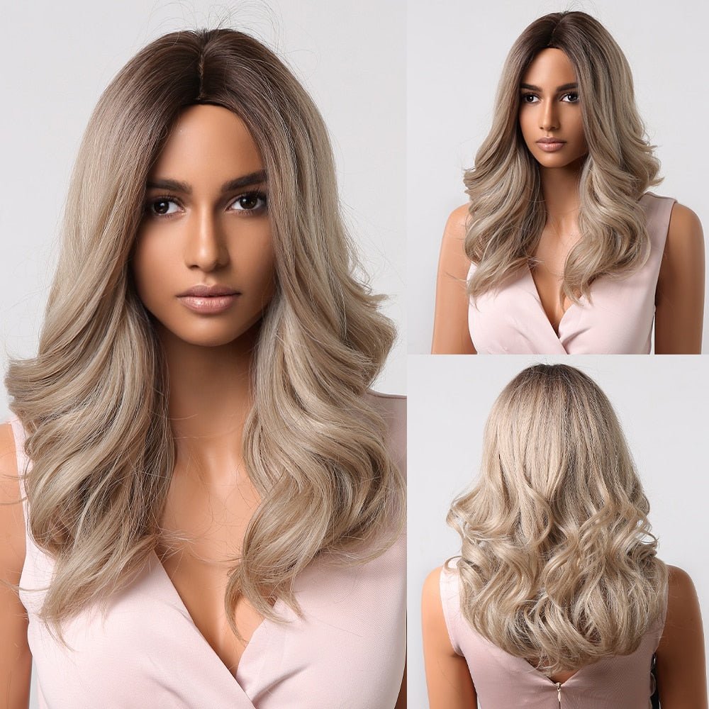 Ash Blonde Wavy Synthetic Wigs - HairNjoy