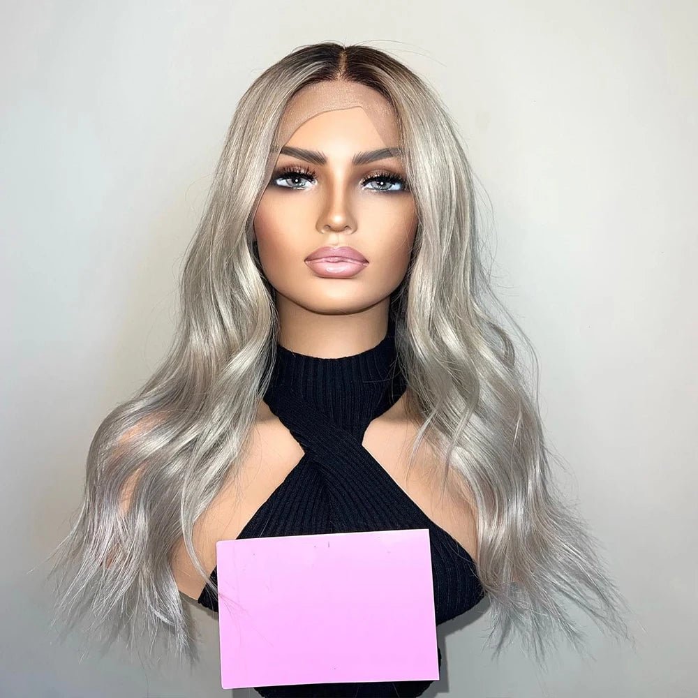 Balayage White Silver Blonde Full Lace Human Hair - HairNjoy