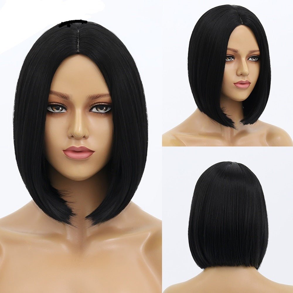 Black Straight Bob Synthetic Wig - HairNjoy
