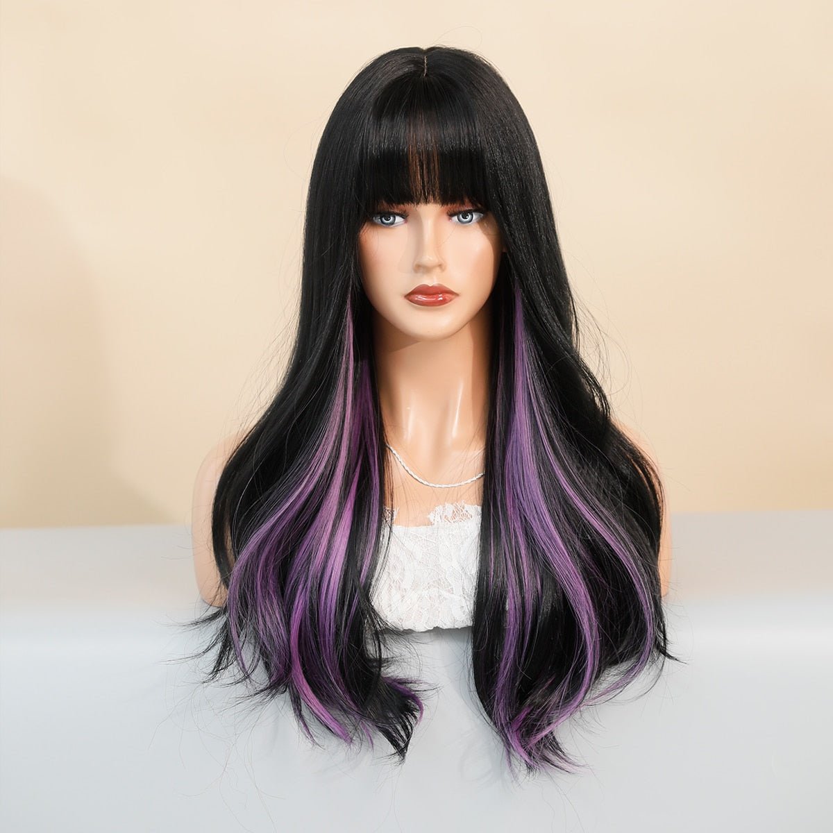 Black with High Lights Synthetic Wigs - HairNjoy