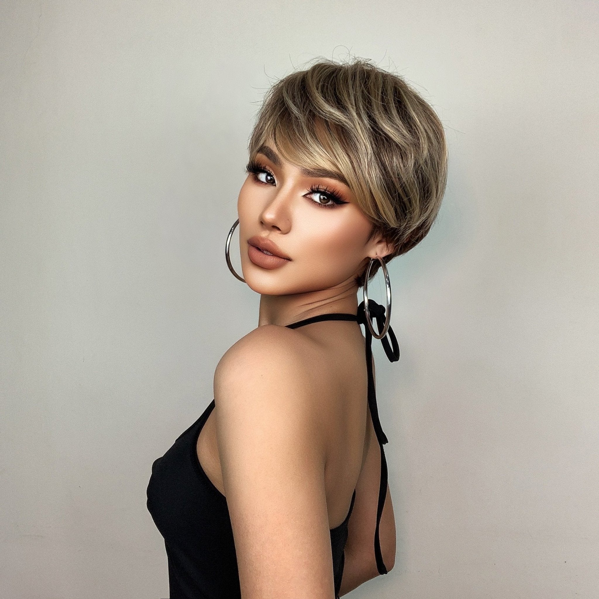 Blonde Short Pixie Cut Wigs with Bangs - HairNjoy