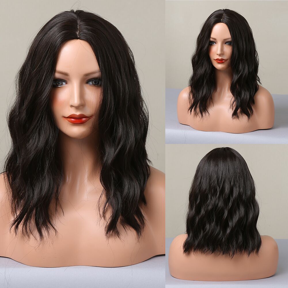 Bob Black Wavy Synthetic Wig - HairNjoy