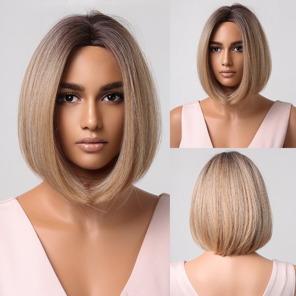 Bob Blonde Straight Synthetic Wigs - HairNjoy