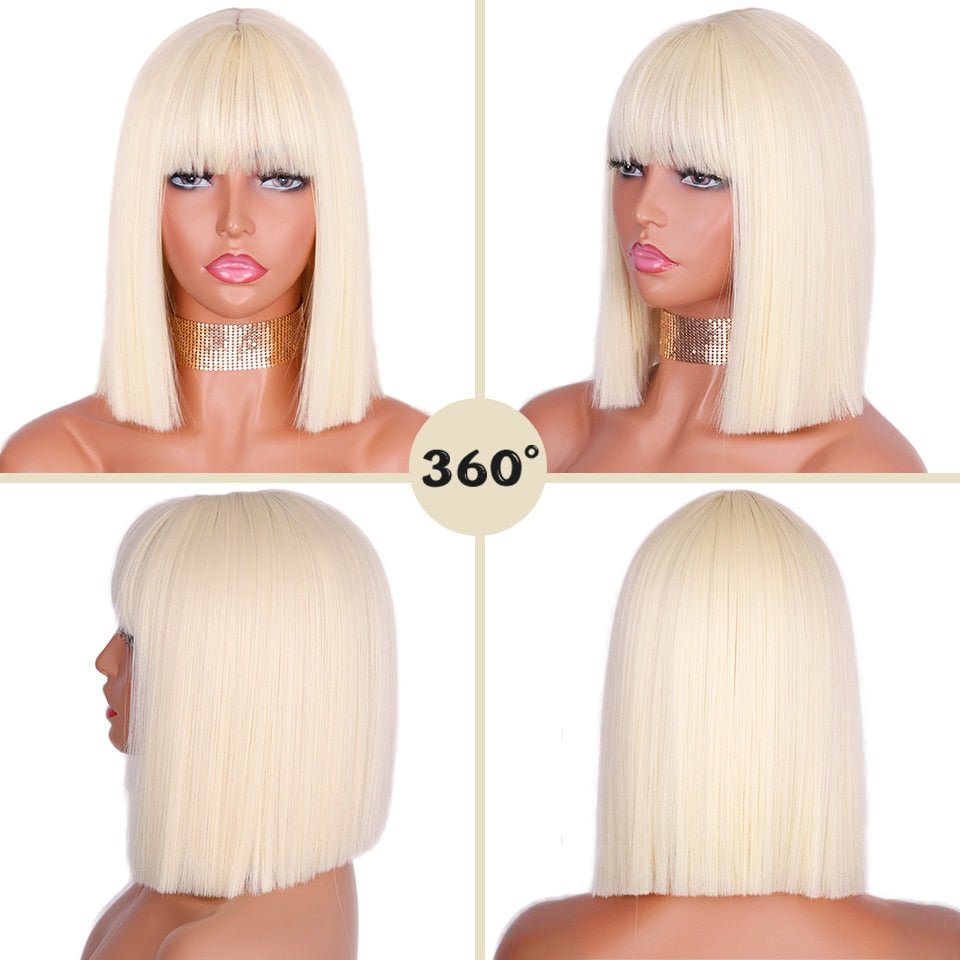 Bob Blonde Straight Wig with Bangs - HairNjoy