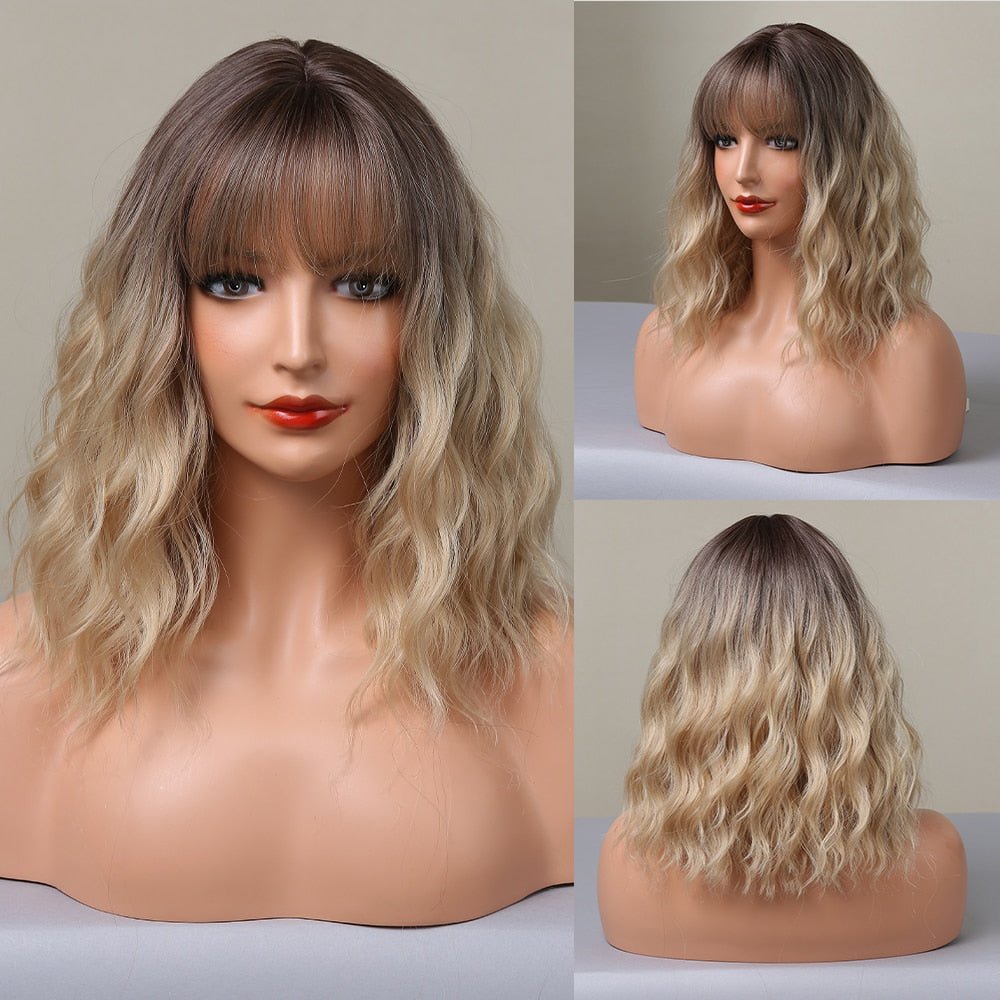 Bob Blonde Wavy Synthetic Wig - HairNjoy