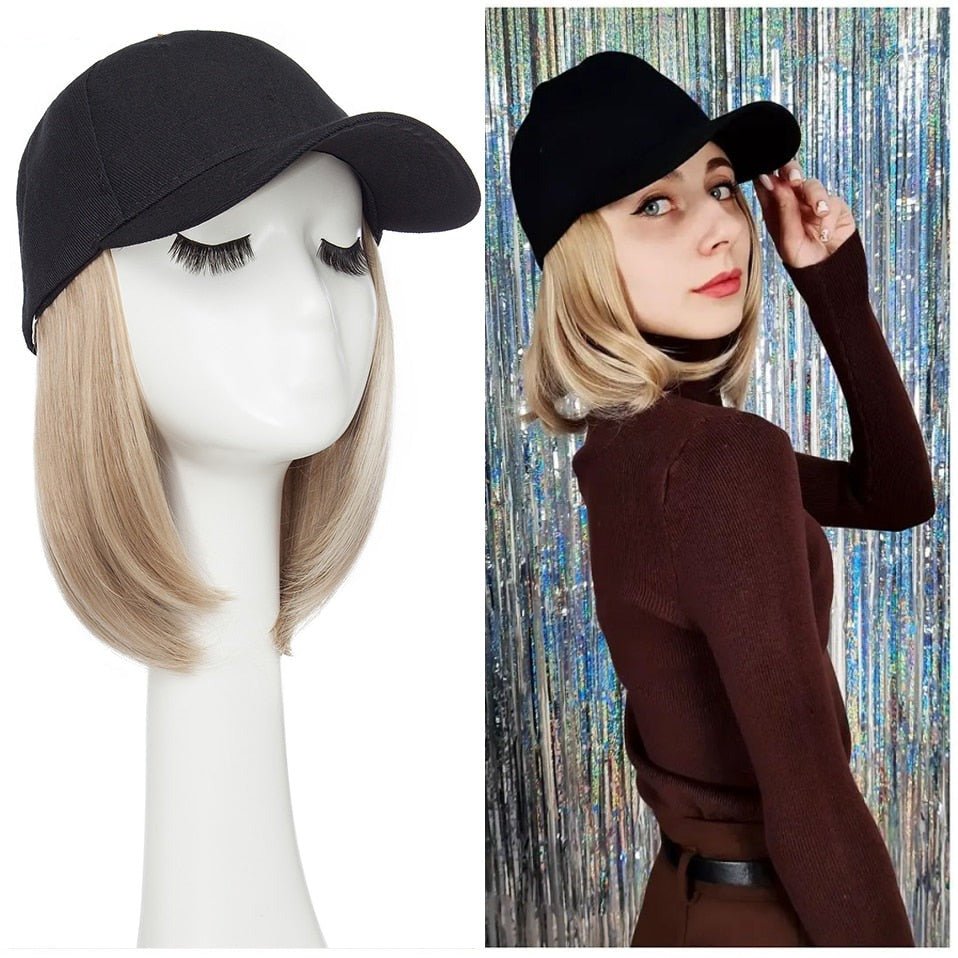 Bob Hair Extension with Adjustable Baseball Cap - HairNjoy