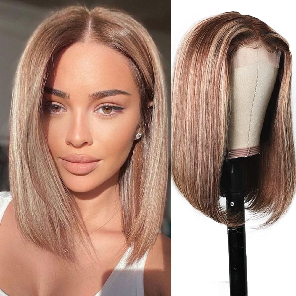 Bob Highlight Brazilian Human Hair Lace Frontal Wig - HairNjoy