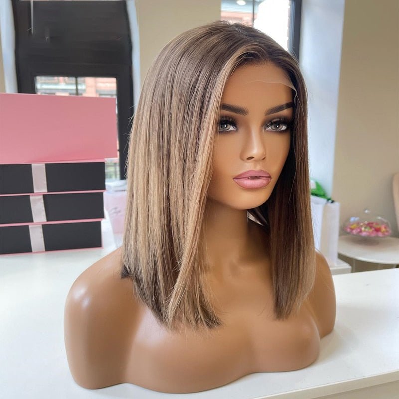 Bob Highlight Ombre Ash Blonde Hair Wigs - HairNjoy