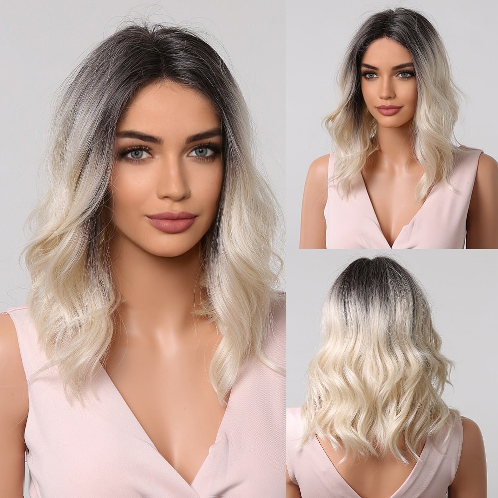 Bob Ombre Blonde Wavy Synthetic Wig - HairNjoy