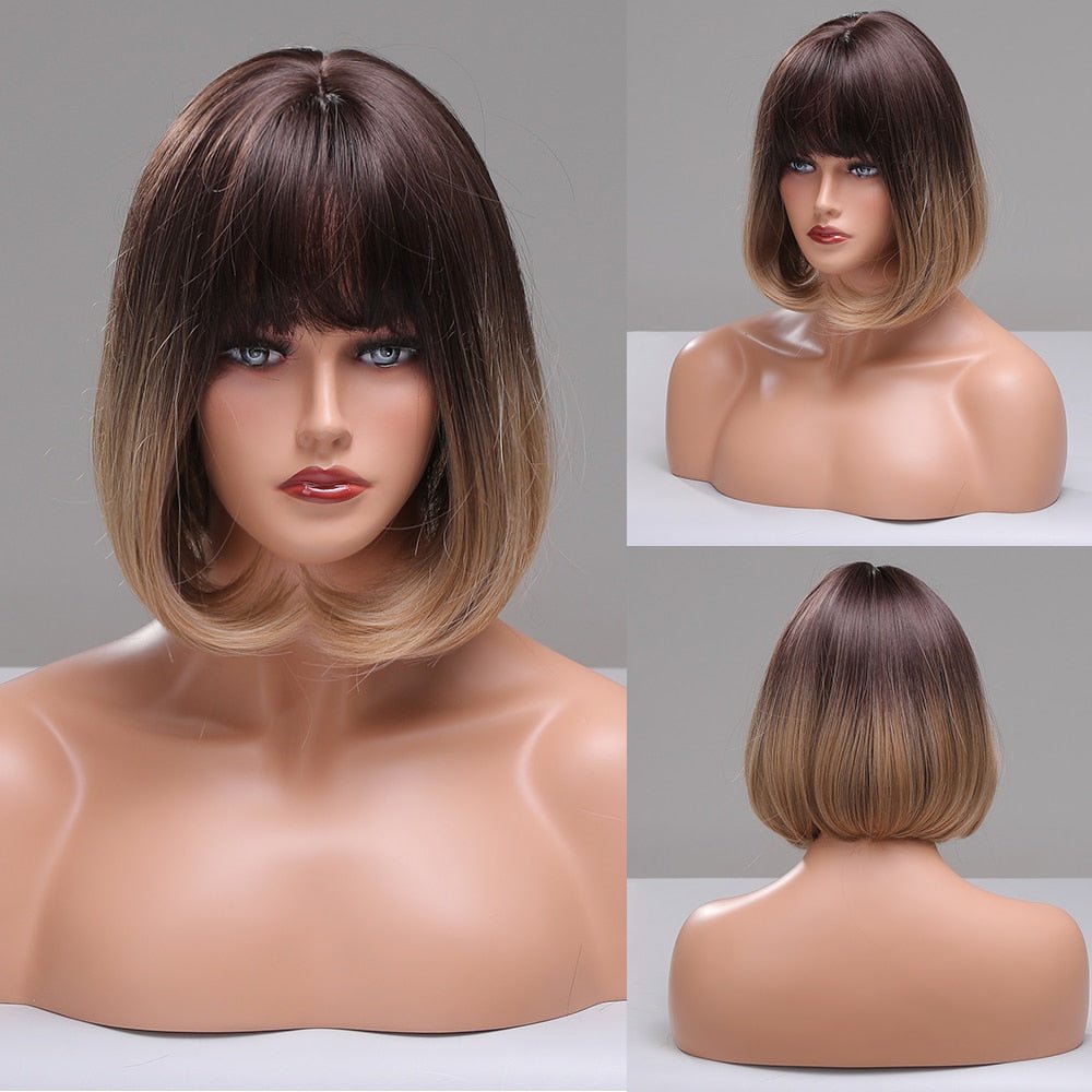 Bob Ombre Brown Synthetic Wig - HairNjoy