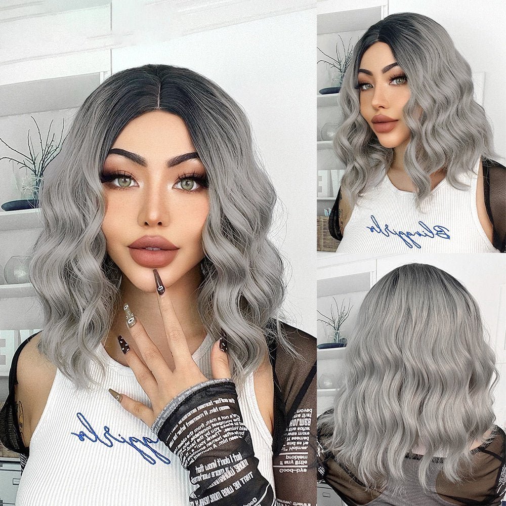 Bob Silver Gray Wavy Wig - HairNjoy