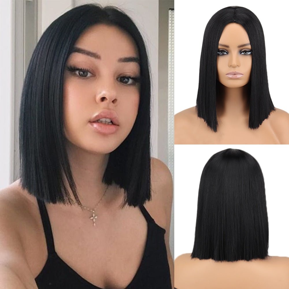 Bob straight black wig synthetic wig - HairNjoy