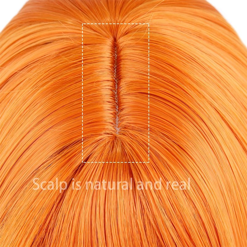 Bob straight orange wig with bangs synthetic cosplay wig - HairNjoy