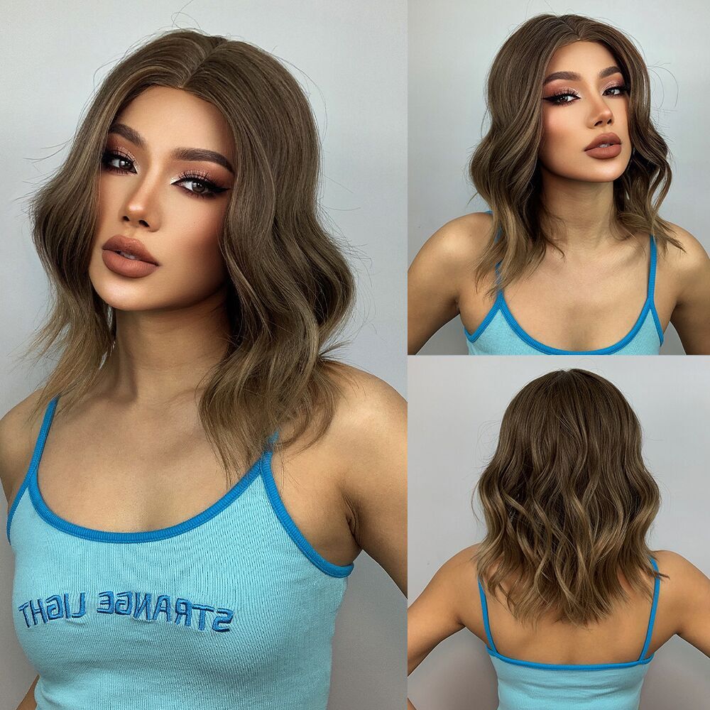 Bob Wavy Brown Synthetic Wig - HairNjoy