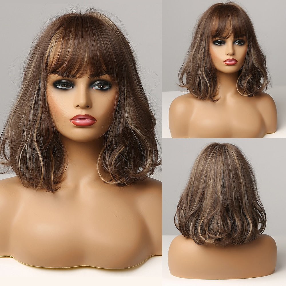 Bob Wavy Highlight Synthetic Wig - HairNjoy