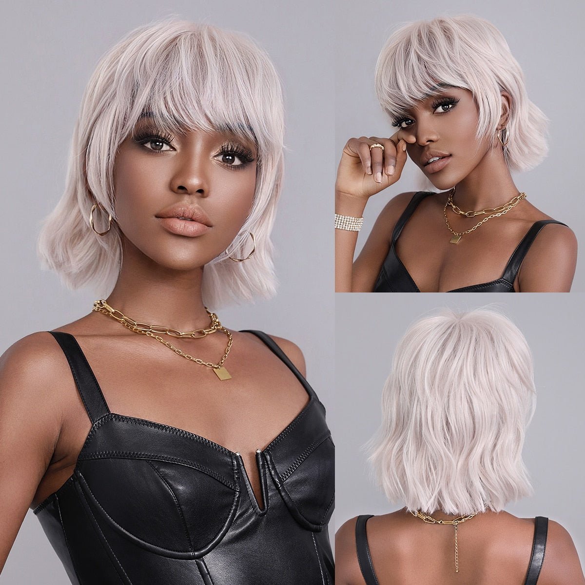 Bob Wavy Wig with Bangs - HairNjoy