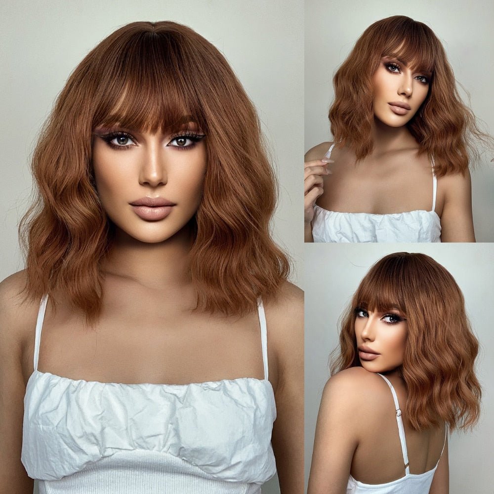 Bob Wavy Wigs with Bangs - HairNjoy